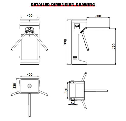 304 Stainless Steel Tripod Turnstile Gate with Long Service Life and High Reliability for Access Control