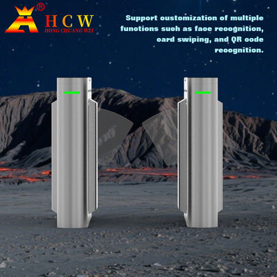 HCW Flap Barrier Turnstile with 15mm Plexiglass Door Wings 4 Pairs Infrared Beams and ISO 9001/CE Certification for Secure Access Control