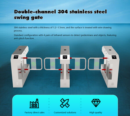 HCW High-capacity Swing Barrier Turnstile with Intelligent Recognition and Triple Anti Pinch Protection for secure access control.