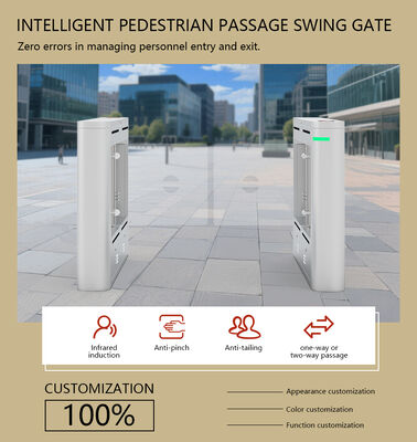 HCW 8 Çift Kızılötesi Algılama Algılayıcıları Swing Barrier Turnstile Gate,Hızlı Hız 30-60 Kişi / Dakika Yürüyüşçü Erişim Kontrolü Turnsti,5 Million Times Life Span Swing Turnstile Gate